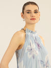 APART Plisseetop mit unregelmäßigen Plissee-Falten | hellblau-multicolor
