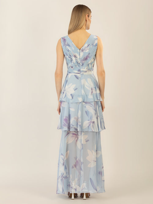 APART Abendkleid mit allover Blumenprint | hellblau-multicolor image 1