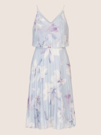 APART kurzes Plisseekleid in 2in1 Optik mit allover Print | hellblau-multicolor