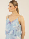 APART kurzes Plisseekleid in 2in1 Optik mit allover Print | hellblau-multicolor