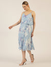 APART kurzes Plisseekleid in 2in1 Optik mit allover Print | hellblau-multicolor