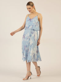 APART kurzes Plisseekleid in 2in1 Optik mit allover Print | hellblau-multicolor