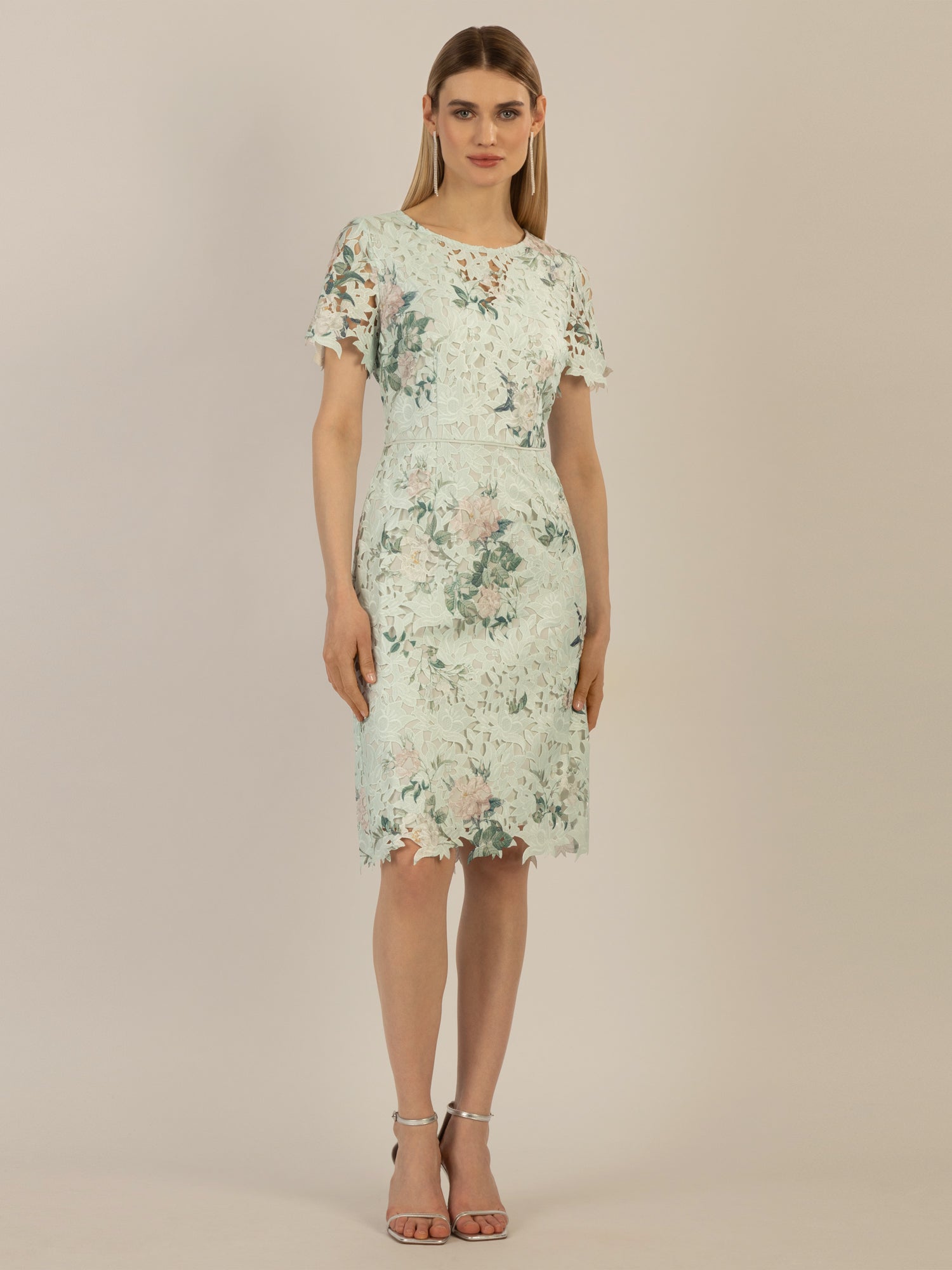 APART bedrucktes Spitzenkleid aus Spitze allover bedruckt | jade-multicolor