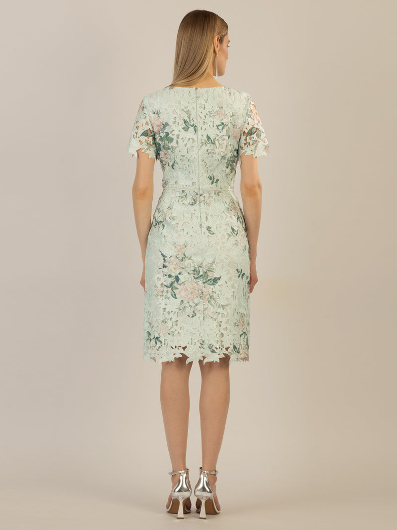 APART bedrucktes Spitzenkleid aus Spitze allover bedruckt | jade-multicolor
