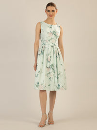 APART Satinkleid aus mattschimmerndem Satin mit allover Blumen-Druck | jade-multicolor