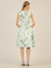 APART Satinkleid aus mattschimmerndem Satin mit allover Blumen-Druck | jade-multicolor