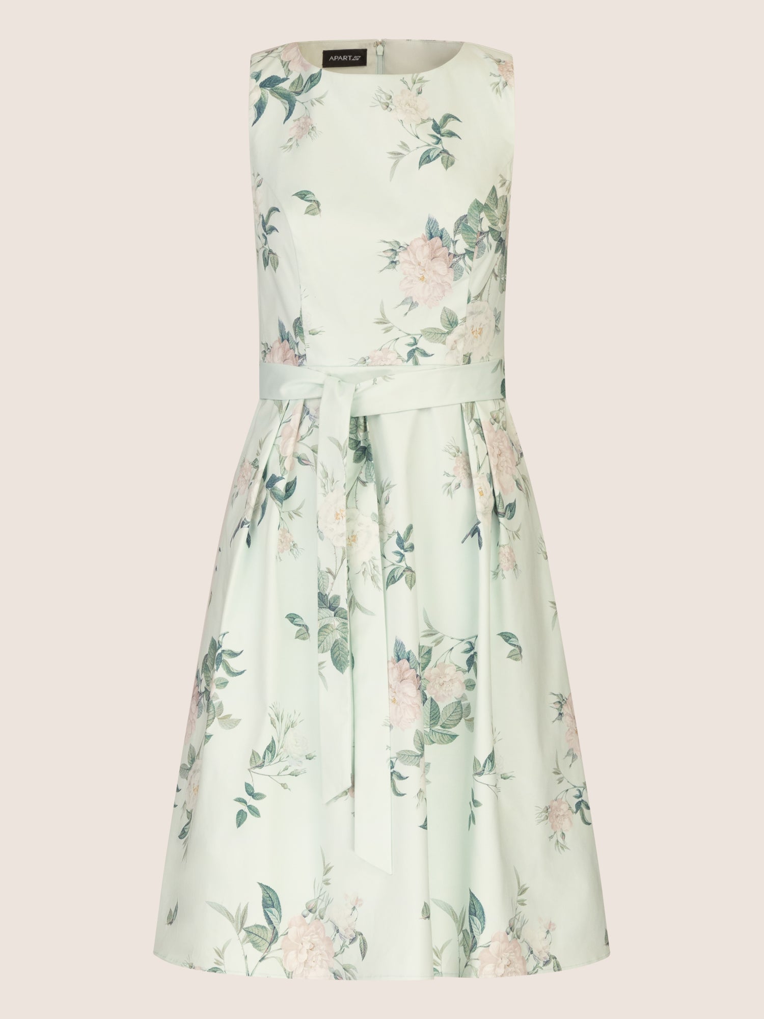 APART Satinkleid aus mattschimmerndem Satin mit allover Blumen-Druck | jade-multicolor