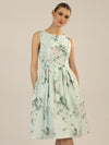 APART Satinkleid aus mattschimmerndem Satin mit allover Blumen-Druck | jade-multicolor