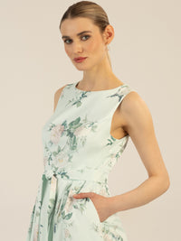 APART Satinkleid aus mattschimmerndem Satin mit allover Blumen-Druck | jade-multicolor