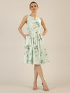 APART Satinkleid aus mattschimmerndem Satin mit allover Blumen-Druck | jade-multicolor