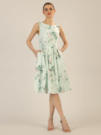 APART Satinkleid aus mattschimmerndem Satin mit allover Blumen-Druck | jade-multicolor