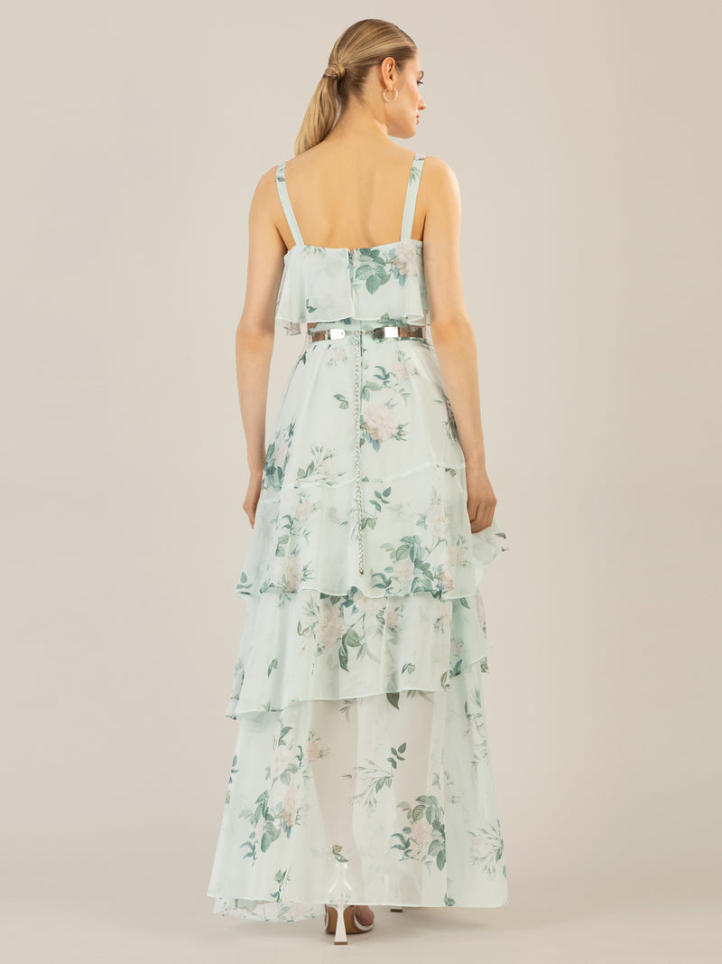 APART Chiffonkleid aus allover bedrucktem Chiffon | jade-multicolor