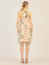 APART besticktes Meshkleid mit plastischem Blumenmuster | nude-multicolor