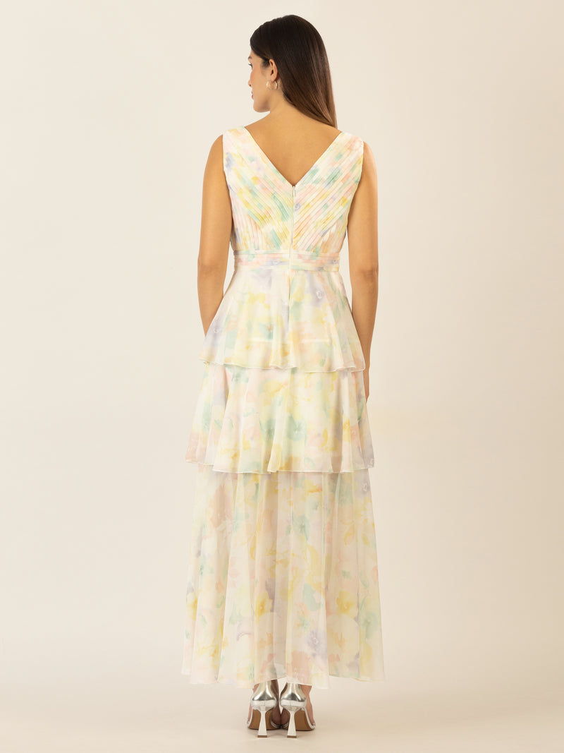 APART Abendkleid mit allover Blumenprint | vanille-multicolor