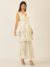APART Abendkleid mit allover Blumenprint | vanille-multicolor