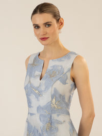 APART Jacquardkleid aus einem strukturierten Organza Jacquard | hellblau-creme