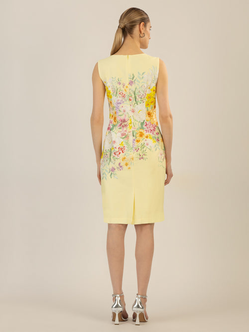 APART bedrucktes Etuikleid aus matt schimmerndem Satin, mit Blüten Druck | vanille-multicolor image 1