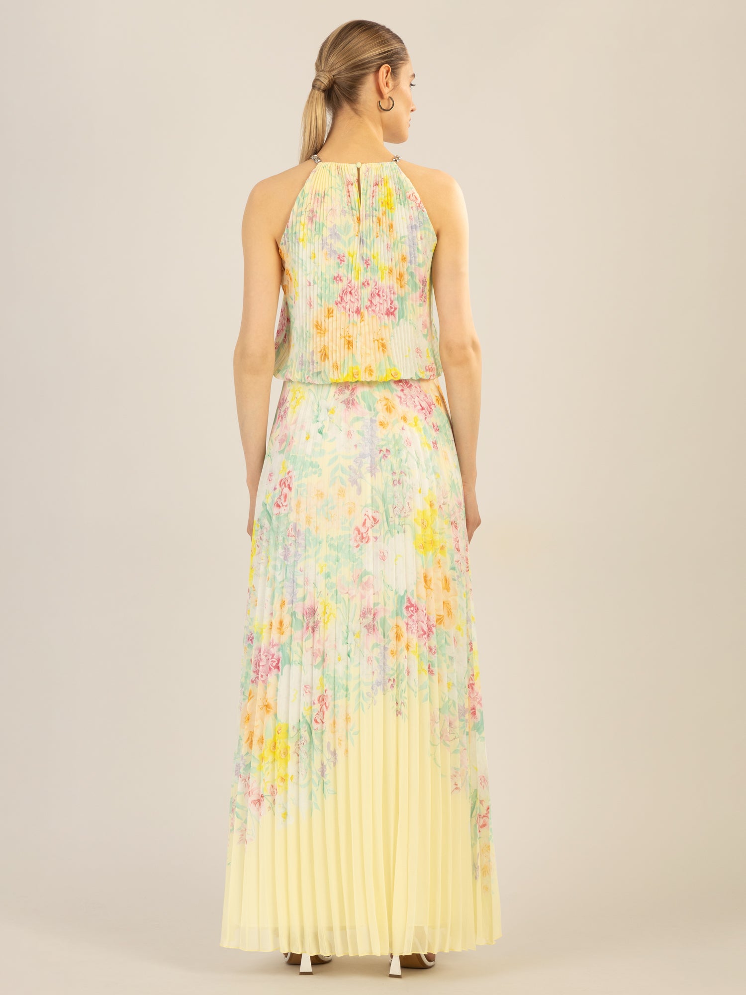 APART Plisseekleid im Neckholder-Stil | vanille-multicolor