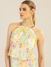 APART Plisseekleid im Neckholder-Stil | vanille-multicolor