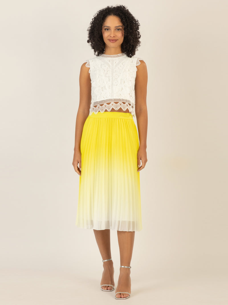 APART Plisseerock mit dip-dye Effekt in Midi Länge | vanille-creme