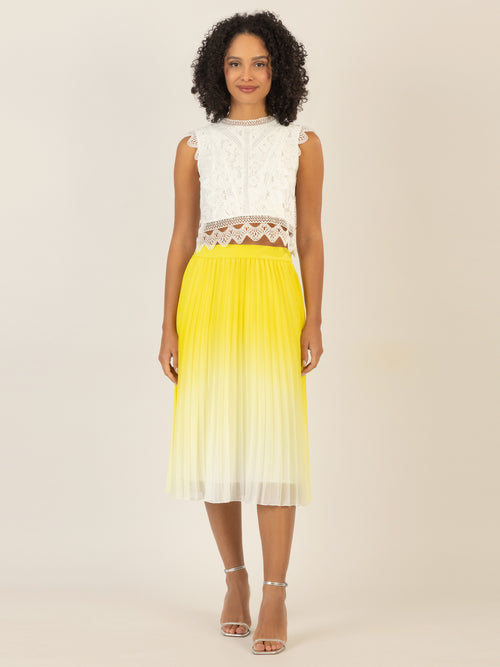 APART Plisseerock mit dip-dye Effekt in Midi Länge | vanille-creme image 1