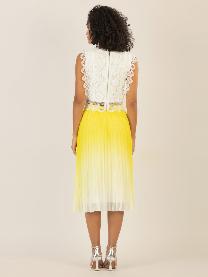 APART Plisseerock mit dip-dye Effekt in Midi Länge | vanille-creme