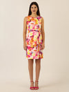 APART kurzes Satinkleid aus matt schimmerndem Satin, allover bedruckt | pink-multicolor
