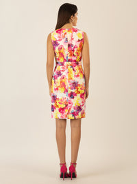 APART kurzes Satinkleid aus matt schimmerndem Satin, allover bedruckt | pink-multicolor