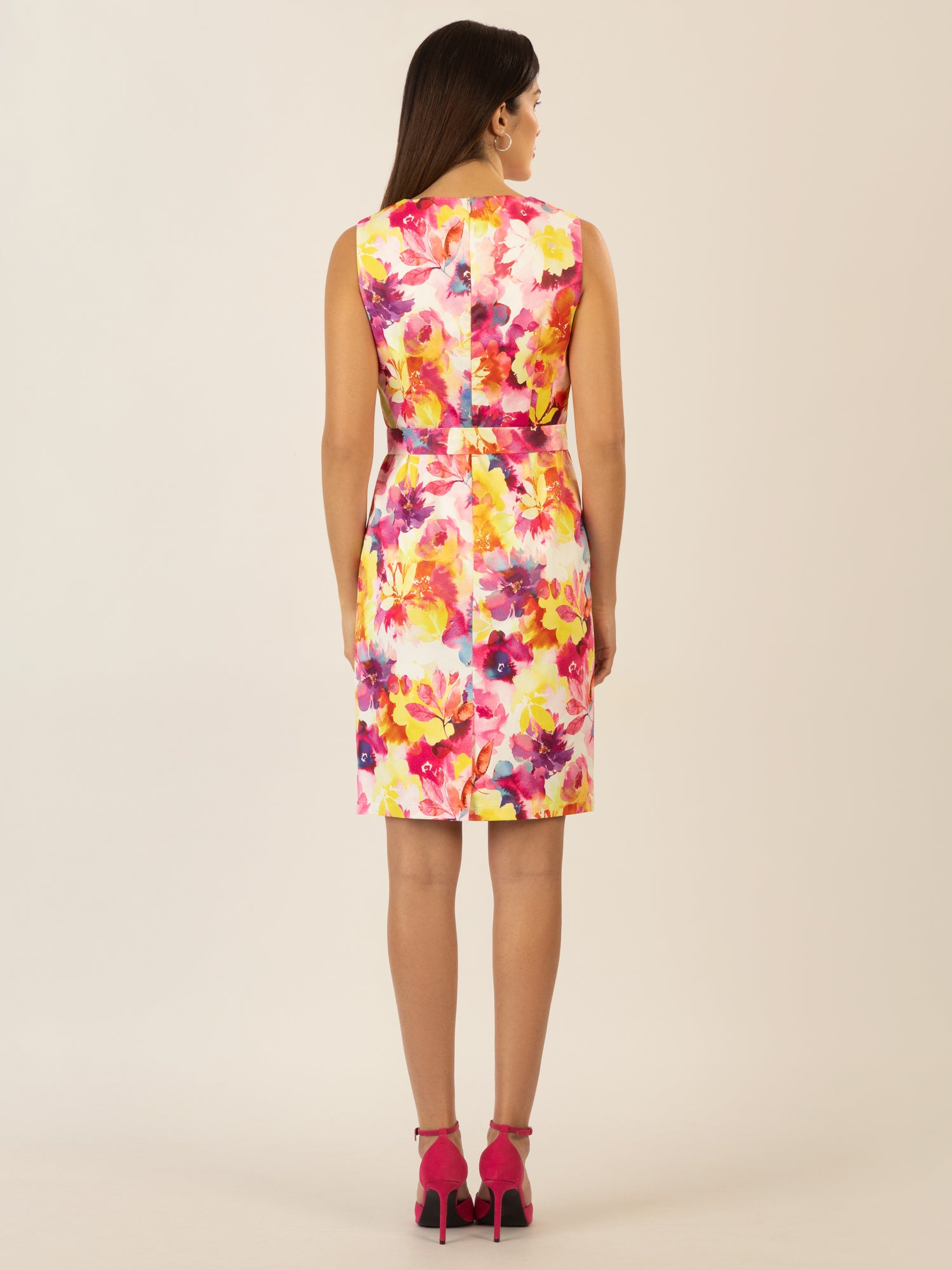 APART kurzes Satinkleid aus matt schimmerndem Satin, allover bedruckt | pink-multicolor