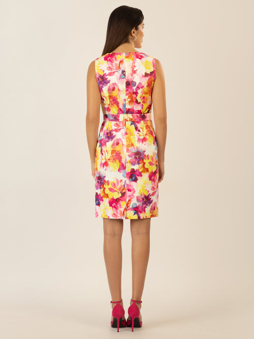 APART kurzes Satinkleid aus matt schimmerndem Satin, allover bedruckt | pink-multicolor image 1