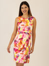 APART kurzes Satinkleid aus matt schimmerndem Satin, allover bedruckt | pink-multicolor
