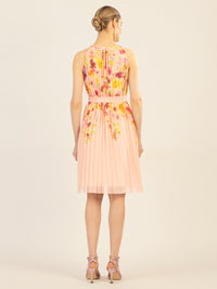 APART kurzes Plisseekleid aus leicht körnigem, bedrucktem und plissiertem Chiffon | rose-multicolor