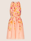 APART kurzes Plisseekleid aus leicht körnigem, bedrucktem und plissiertem Chiffon | rose-multicolor