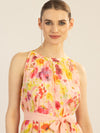 APART kurzes Plisseekleid aus leicht körnigem, bedrucktem und plissiertem Chiffon | rose-multicolor