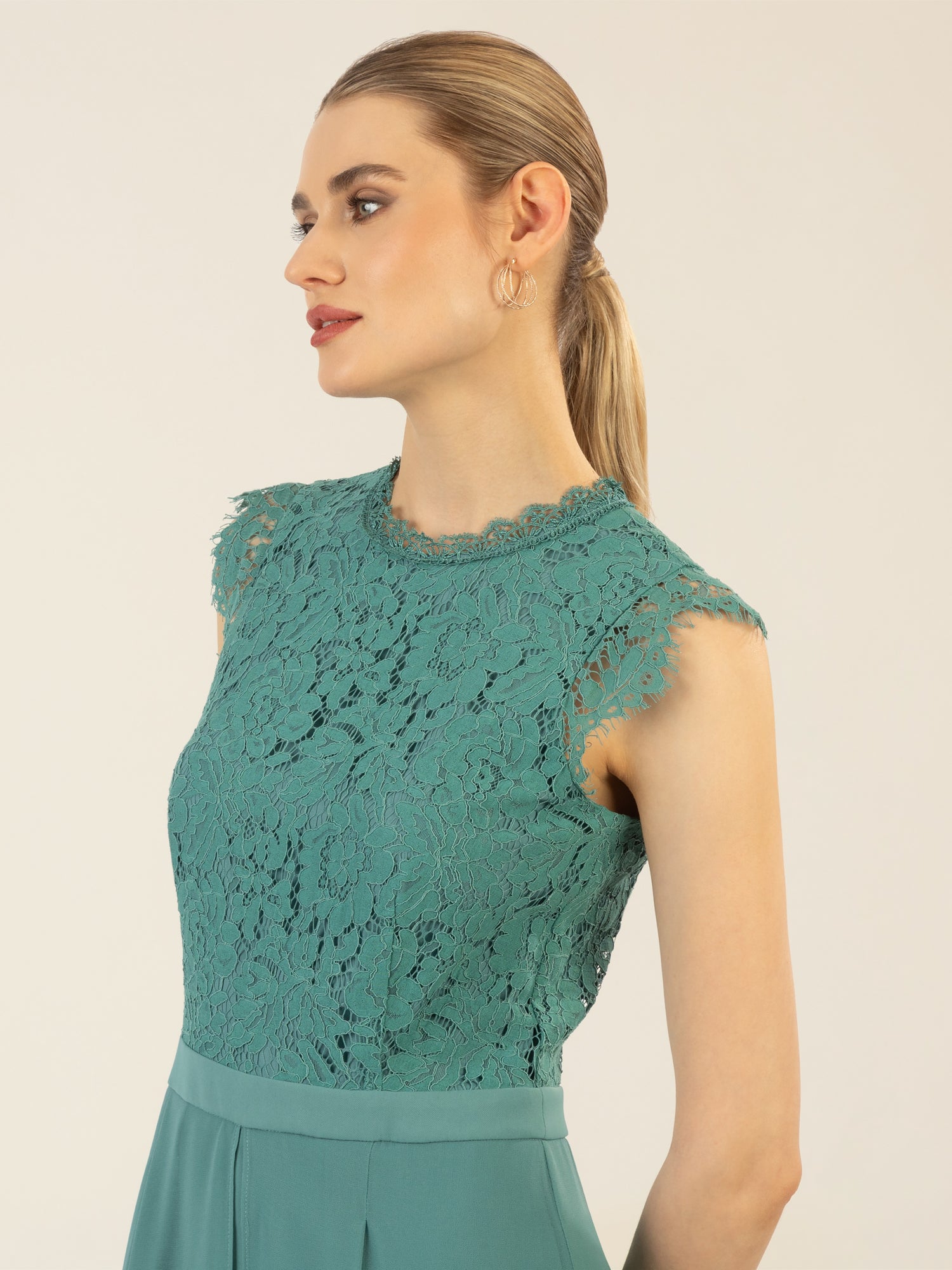 Combinaison élégante Femme Foweknow - Manches Courtes, Col En V, Pantalon Large - Pour Mariage, été, Décontracté - 7