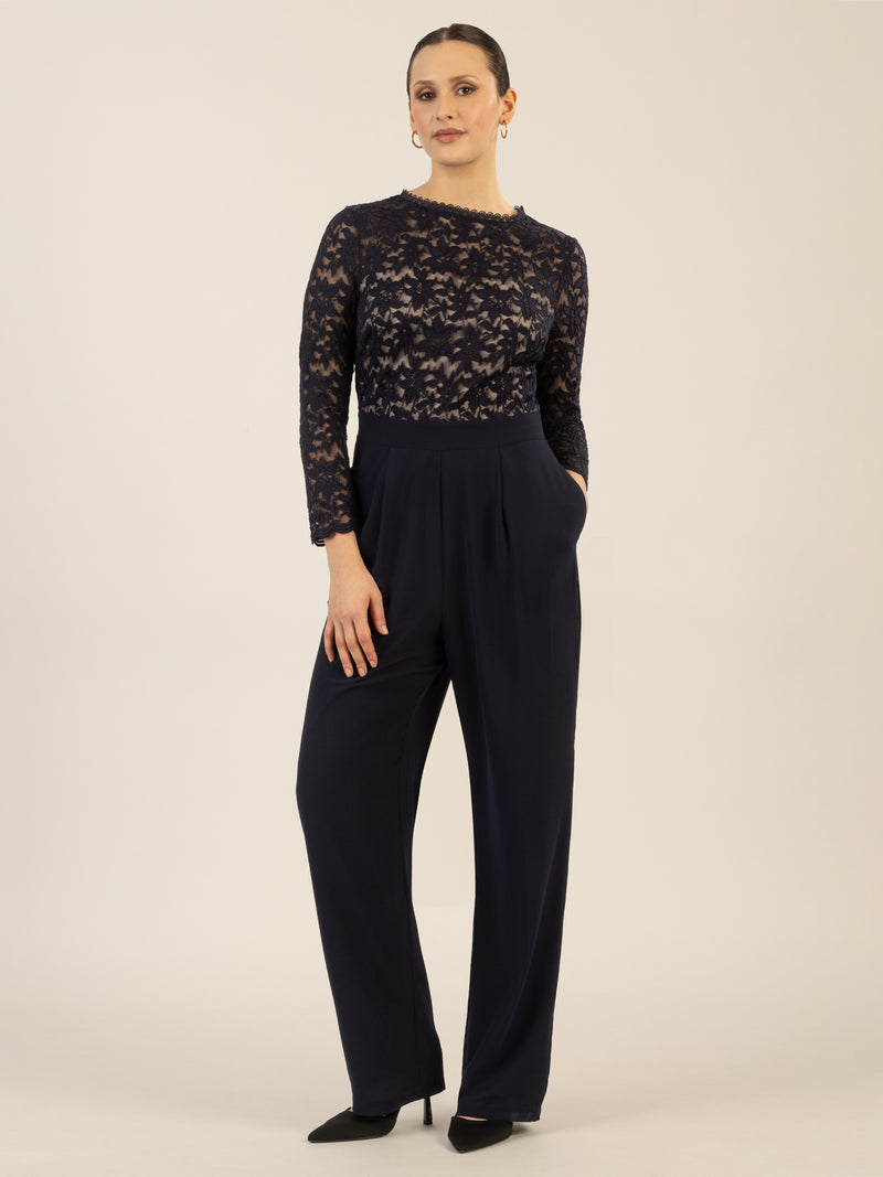 APART Overall aus elastischer und plastischer Spitze | nachtblau-nude