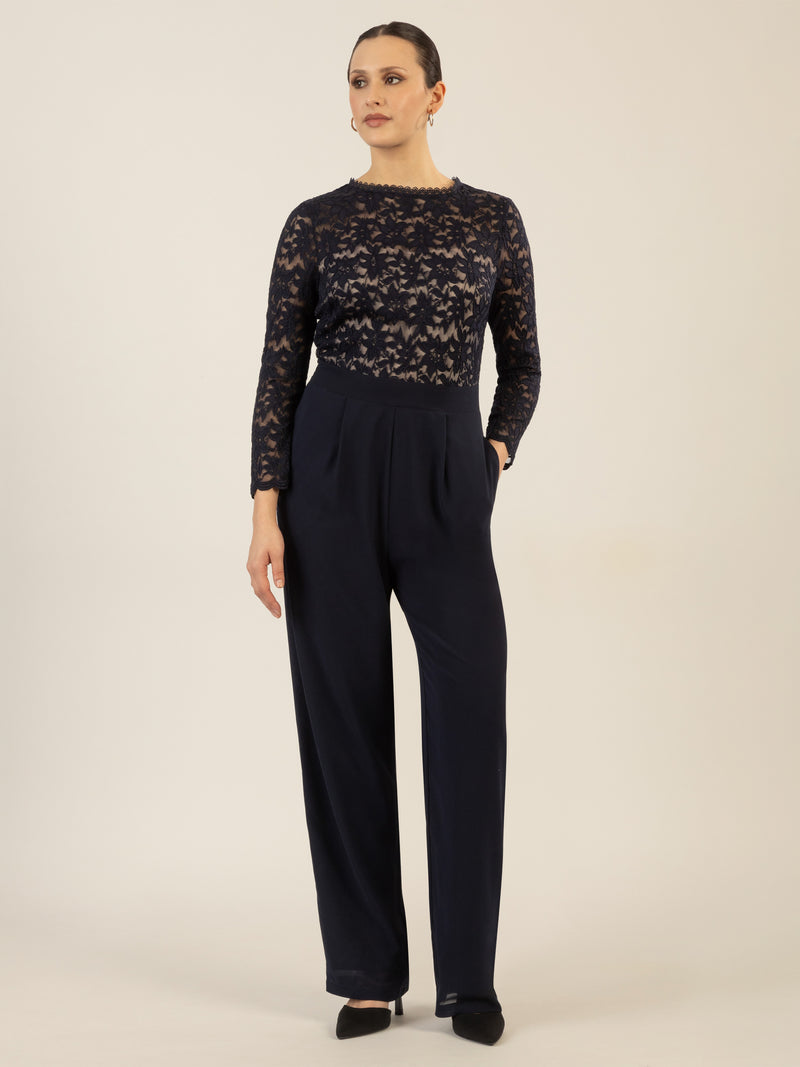APART Overall aus elastischer und plastischer Spitze | nachtblau-nude