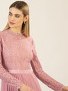 APART Abendkleid mit breiter Spitze verziert | mauve-nude