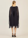 APART Cocktailkleid mit Chiffoncape und Plisseerock | nachtblau