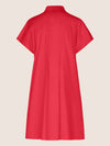 Mint & Mia Kurzes Baumwoll Kleid mit Stehkragen und Falten | pink