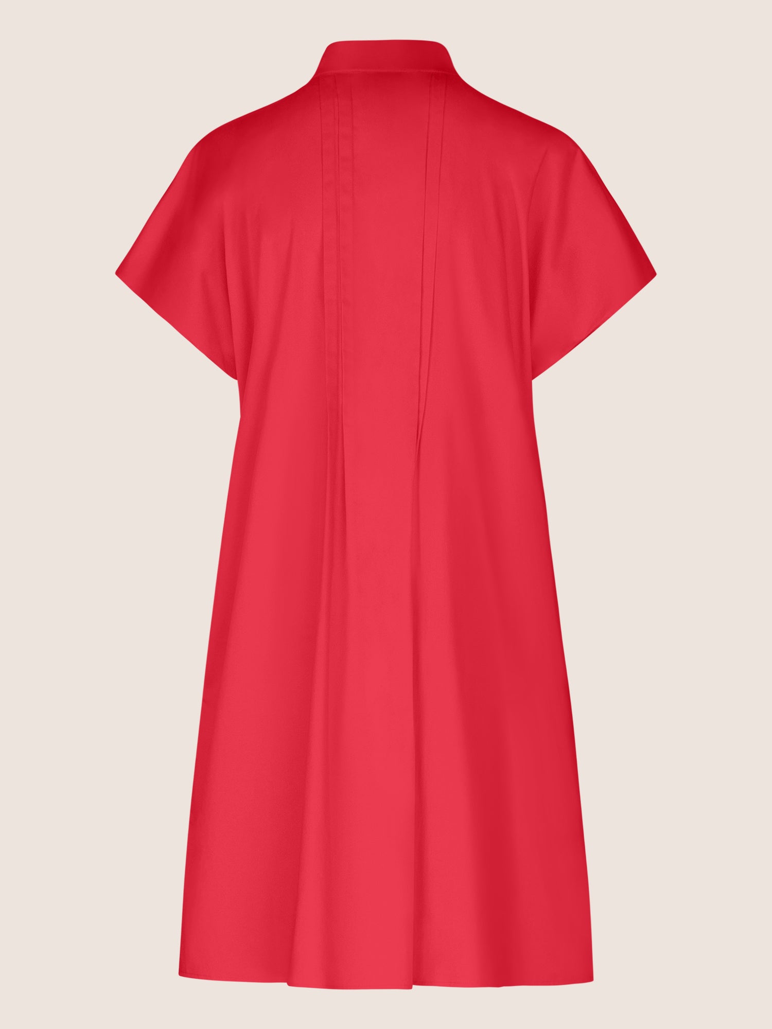 Mint & Mia Kurzes Baumwoll Kleid mit Stehkragen und Falten | pink