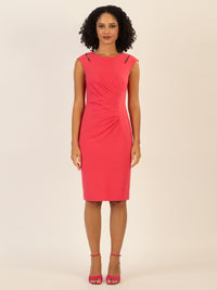 Mint & Mia Kurzes heavy jersey Kleid mit Raffungen und Schulter-Cut-outs | pink