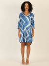 Mint & Mia Bedrucktes satin Kleid mit V-Ausschnitt und Print | blau-multicolor