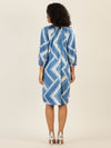 Mint & Mia Bedrucktes satin Kleid mit V-Ausschnitt und Print | blau-multicolor