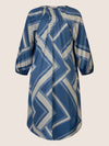 Mint & Mia Bedrucktes satin Kleid mit V-Ausschnitt und Print | blau-multicolor