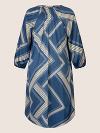 Mint & Mia Bedrucktes satin Kleid mit V-Ausschnitt und Print | blau-multicolor