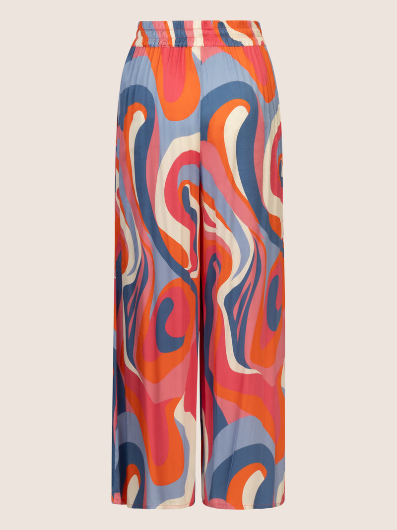 Mint & Mia Bedruckte satin Hose mit Print und elastischem Bund | multicolor