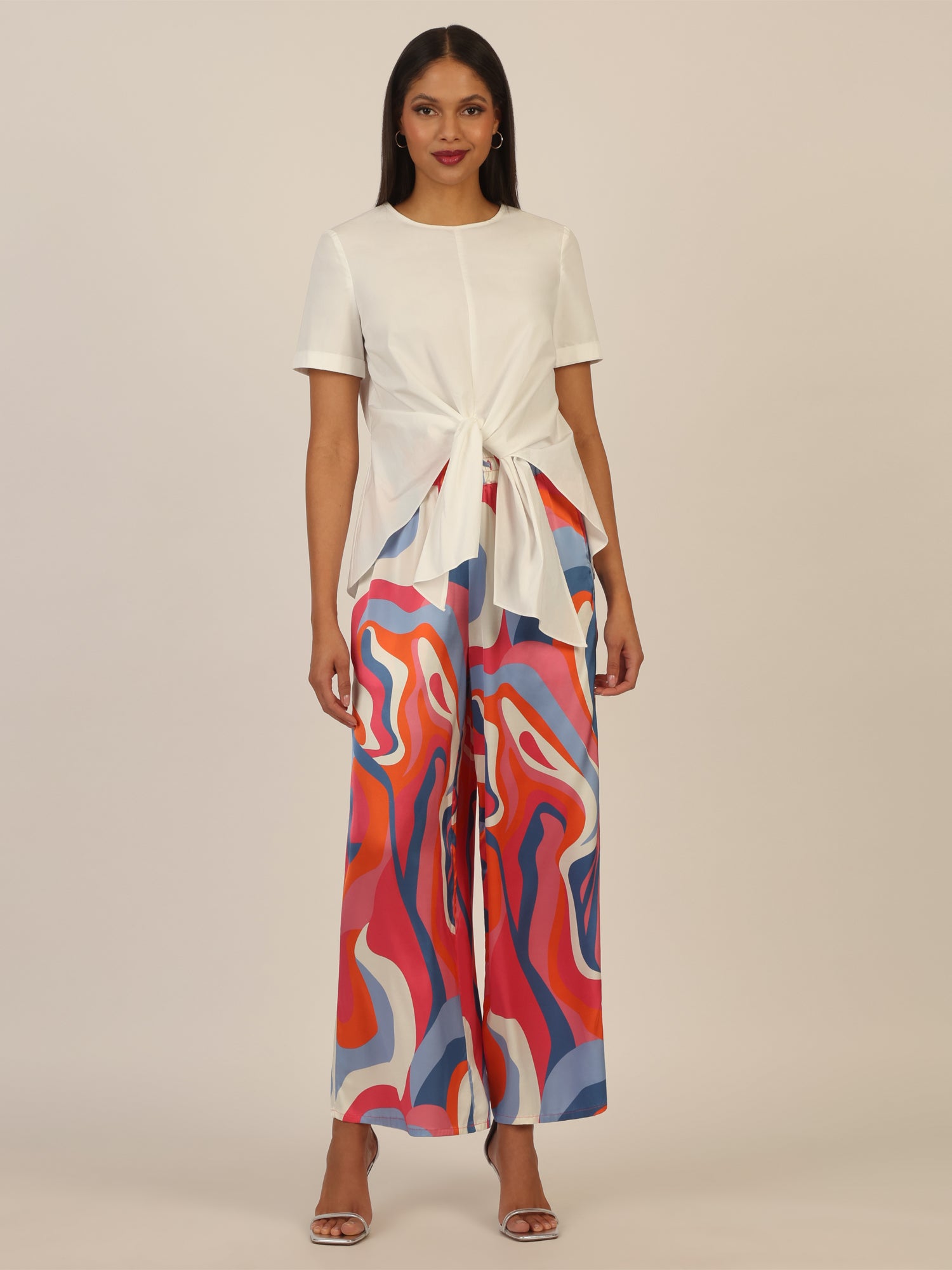 Mint & Mia Bedruckte satin Hose mit Print und elastischem Bund | multicolor