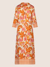 Mint & Mia Langes bedrucktes Viskose satin Kleid mit floraler Bordüre | orange-multicolor