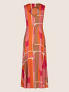 Mint & Mia Langes bedrucktes Viskose satin Kleid mit grafischem Print | rosa-multicolor